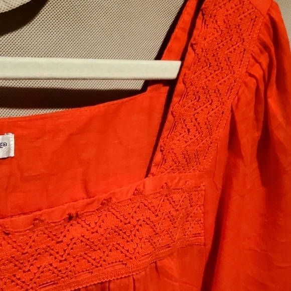 Rebecca Malone Red Blouse Cotton Smock Top Plus Size 2X Women Pullover Pre-owned - Picture 3 of 8